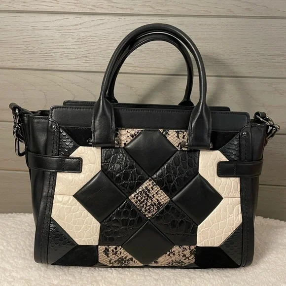 Coach Retail Quilted Exotic Swagger 27 - Rare item in black white and snakeskin - Picture 2 of 13